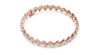 Flat Lay: Round Diamond Tennis Bracelet with Prong Setting in 14k Rose Gold - Lab Grown - Driona Jewels