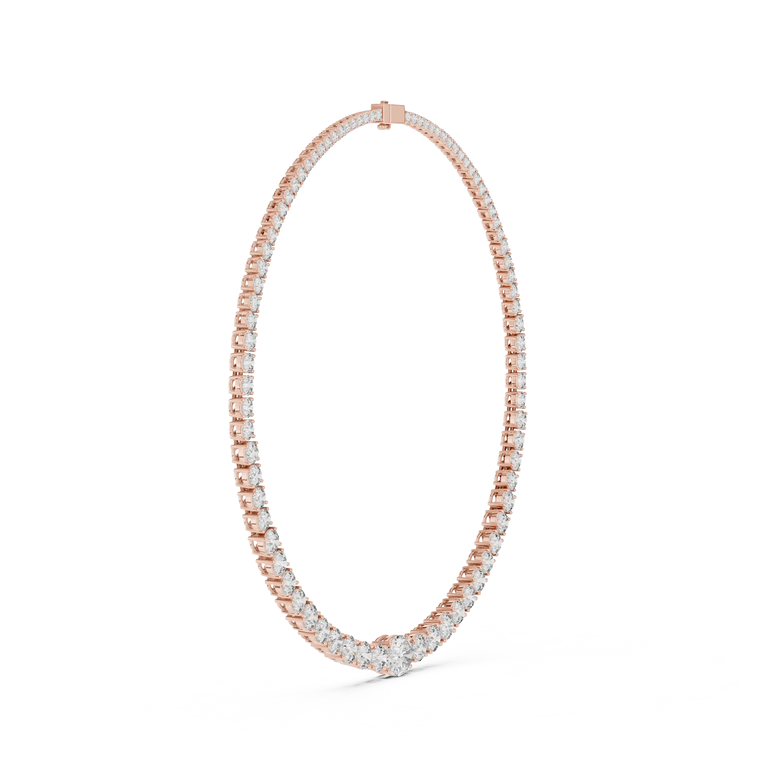 Flat Lay: Round Diamond Tennis Bracelet with Prong Setting in 14k Rose Gold - Lab Grown - Driona Jewels