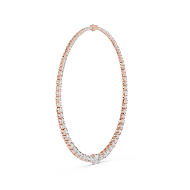 Flat Lay: Round Diamond Tennis Bracelet with Prong Setting in 14k Rose Gold - Lab Grown - Driona Jewels