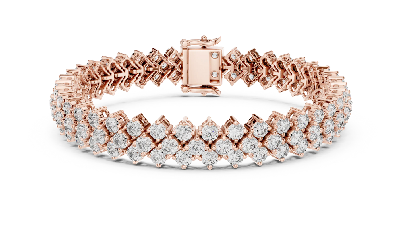 Front View: Round Diamond Tennis Bracelet with Prong Setting in 14k Rose Gold - Lab Grown - Driona Jewels