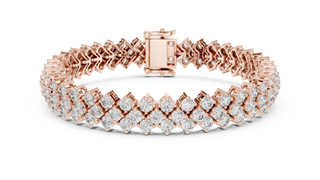 Front View: Round Diamond Tennis Bracelet with Prong Setting in 14k Rose Gold - Lab Grown - Driona Jewels