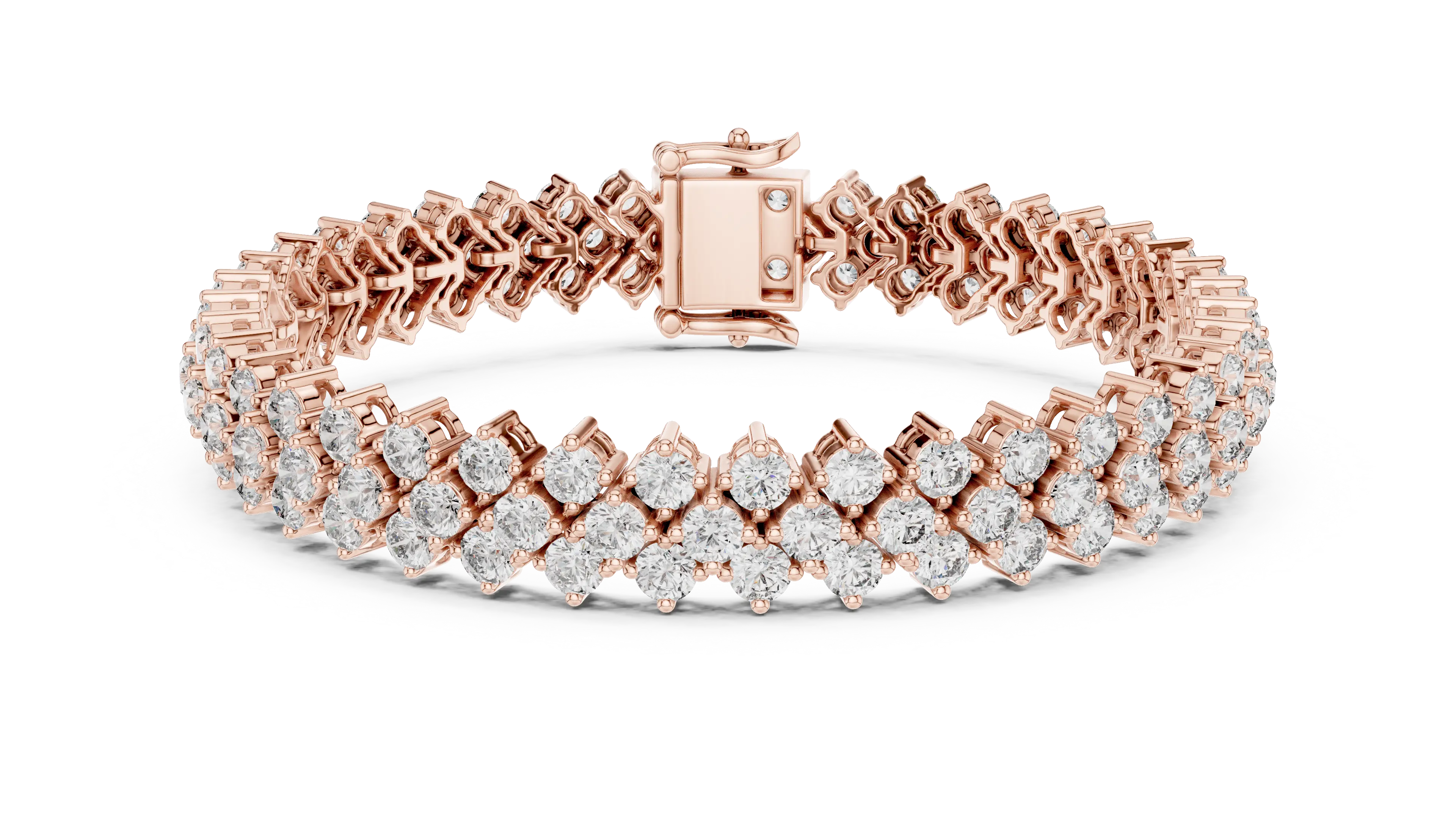 Front View: Round Diamond Tennis Bracelet with Prong Setting in 14k Rose Gold - Lab Grown - Driona Jewels