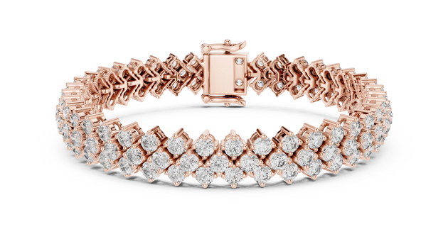 Front View: Round Diamond Tennis Bracelet with Prong Setting in 14k Rose Gold - Lab Grown - Driona Jewels