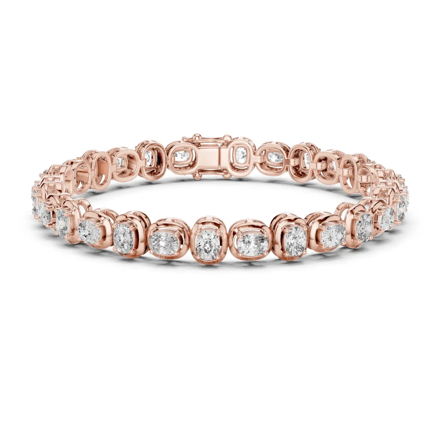 Front View: Round Diamond Tennis Bracelet with Prong Setting in 14k Rose Gold - Lab Grown - Driona Jewels