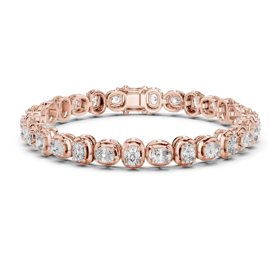 Front View: Round Diamond Tennis Bracelet with Prong Setting in 14k Rose Gold - Lab Grown - Driona Jewels
