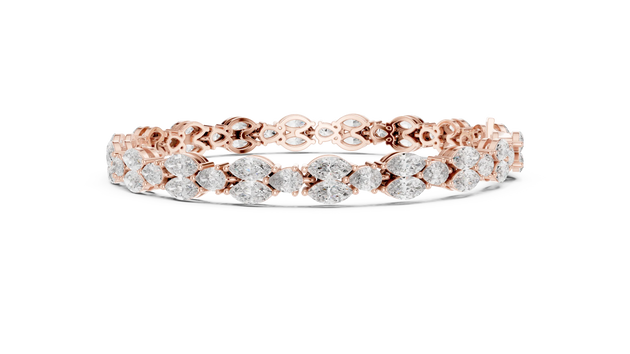 Front View: Round Diamond Tennis Bracelet with Prong Setting in 14k Rose Gold - Lab Grown - Driona Jewels