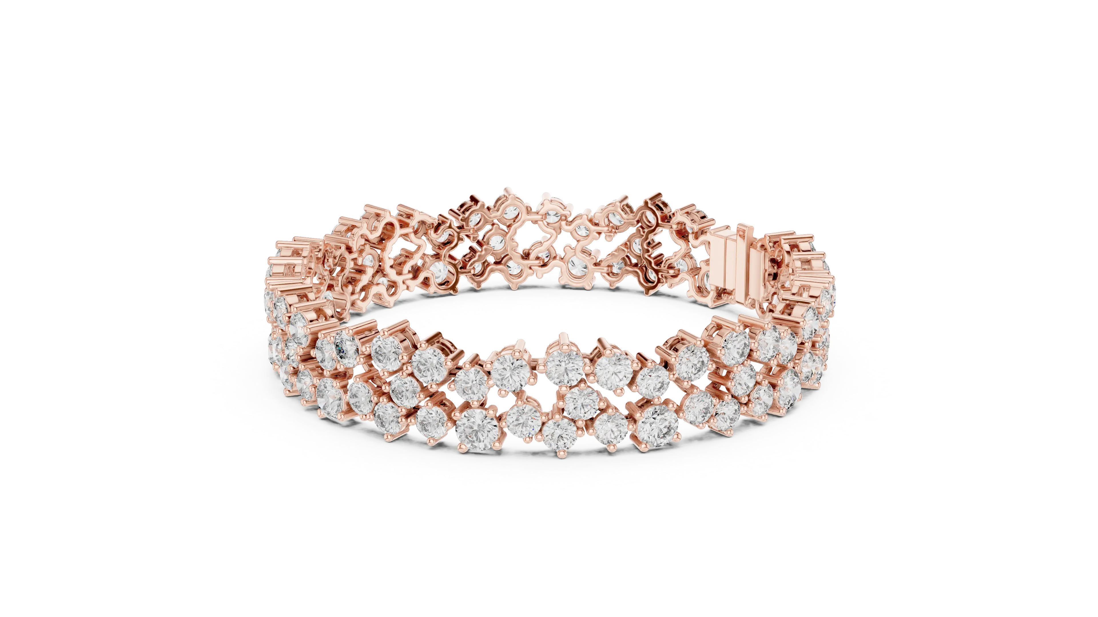 Front View: Round Diamond Tennis Bracelet with Prong Setting in 14k Rose Gold - Lab Grown - Driona Jewels