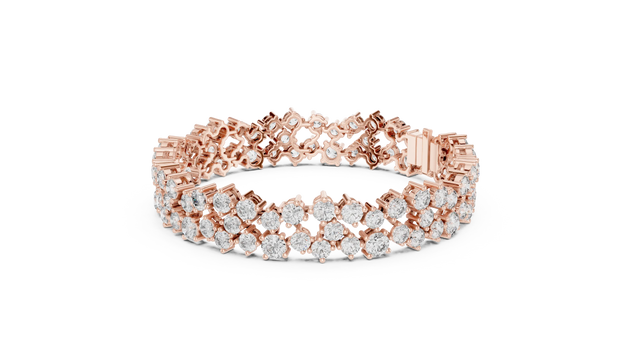 Front View: Round Diamond Tennis Bracelet with Prong Setting in 14k Rose Gold - Lab Grown - Driona Jewels