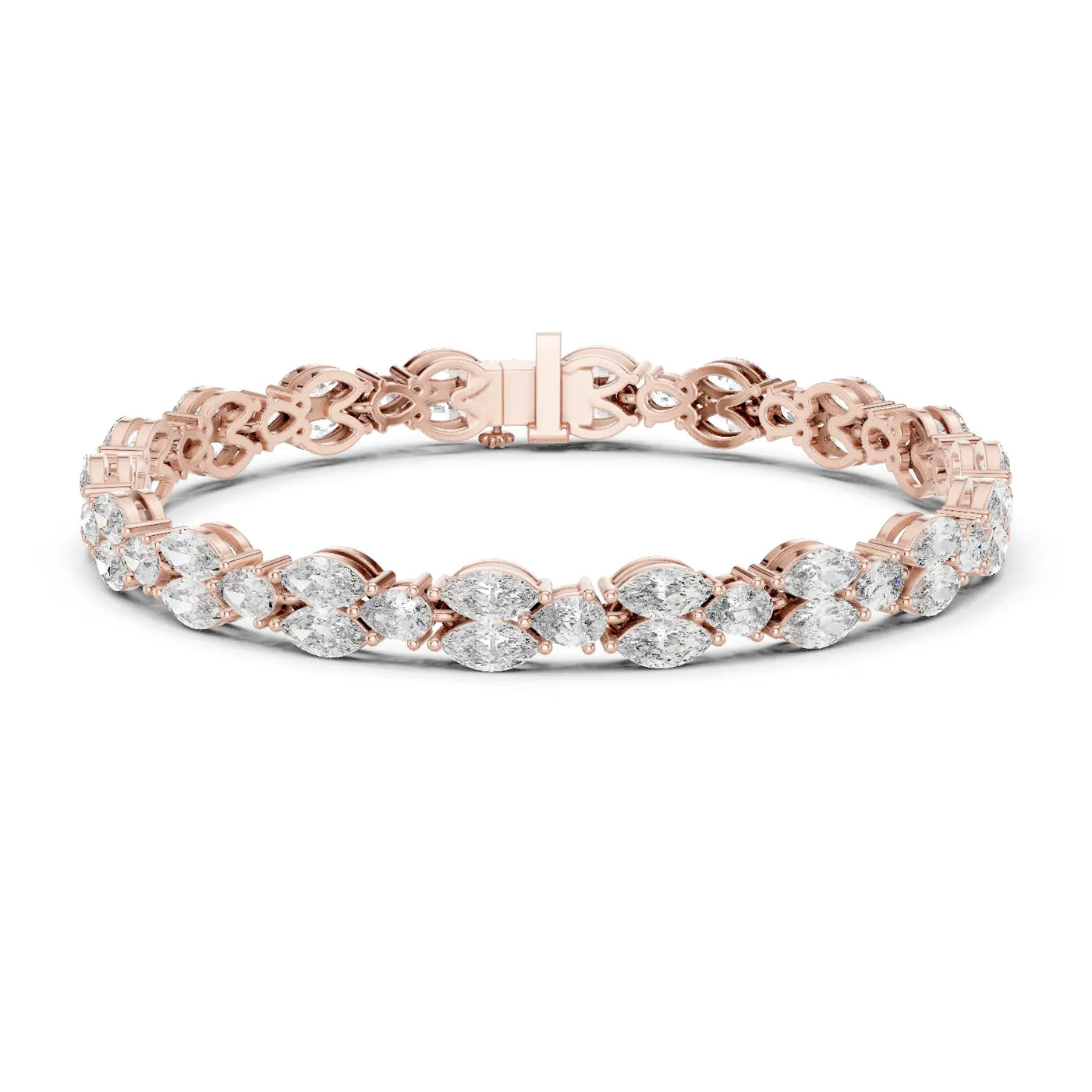 Front View: Round Diamond Tennis Bracelet with Prong Setting in 14k Rose Gold - Lab Grown - Driona Jewels