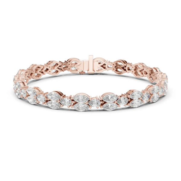 Front View: Round Diamond Tennis Bracelet with Prong Setting in 14k Rose Gold - Lab Grown - Driona Jewels