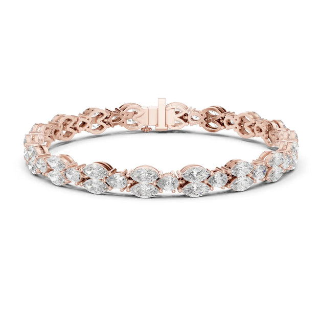 Front View: Round Diamond Tennis Bracelet with Prong Setting in 14k Rose Gold - Lab Grown - Driona Jewels