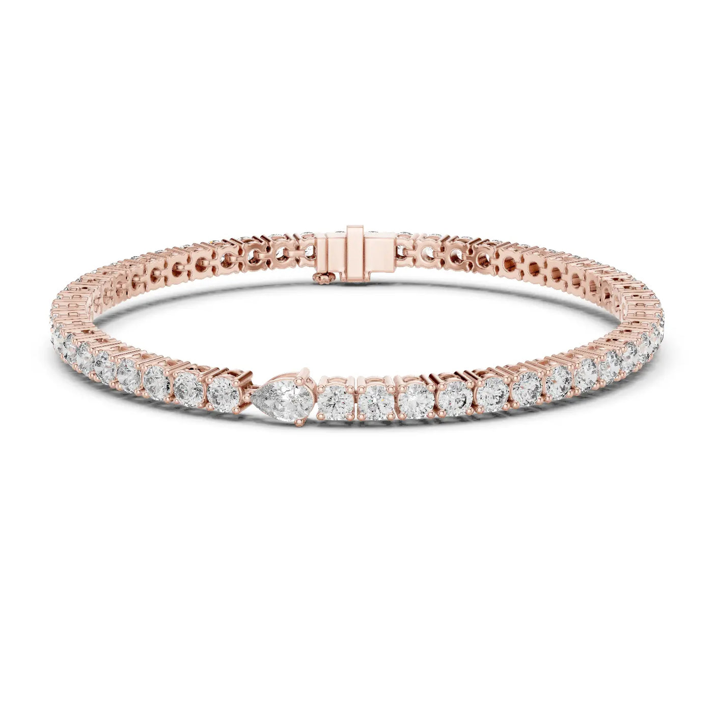 Front View: Round Diamond Tennis Bracelet with Prong Setting in 14k Rose Gold - Lab Grown - Driona Jewels
