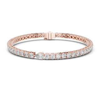 Front View: Round Diamond Tennis Bracelet with Prong Setting in 14k Rose Gold - Lab Grown - Driona Jewels