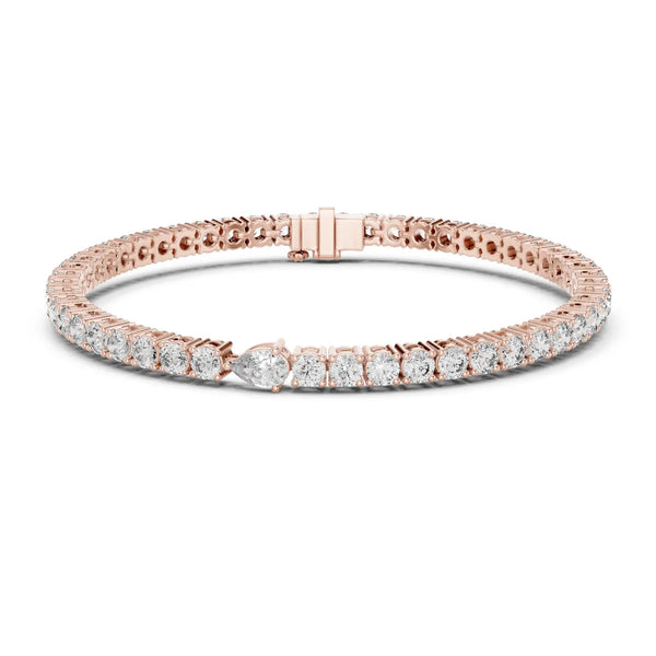 Front View: Round Diamond Tennis Bracelet with Prong Setting in 14k Rose Gold - Lab Grown - Driona Jewels