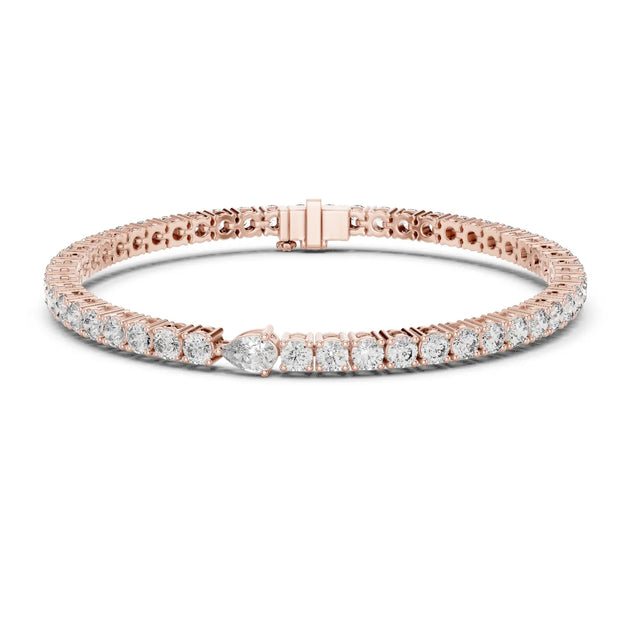 Front View: Round Diamond Tennis Bracelet with Prong Setting in 14k Rose Gold - Lab Grown - Driona Jewels