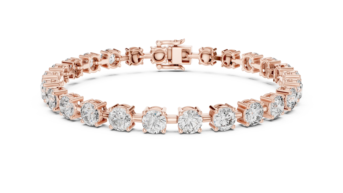 Front View: Round Diamond Tennis Bracelet with Prong Setting in 14k Rose Gold - Lab Grown - Driona Jewels