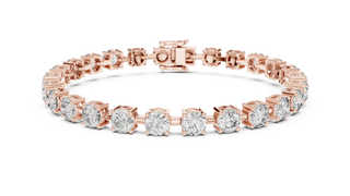 Front View: Round Diamond Tennis Bracelet with Prong Setting in 14k Rose Gold - Lab Grown - Driona Jewels