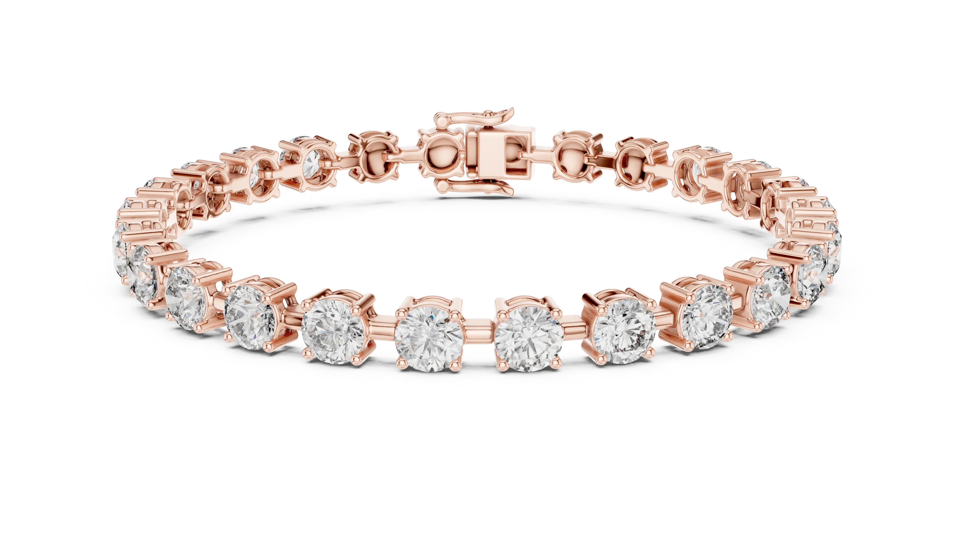 Front View: Round Diamond Tennis Bracelet with Prong Setting in 14k Rose Gold - Lab Grown - Driona Jewels