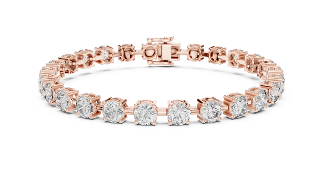 Front View: Round Diamond Tennis Bracelet with Prong Setting in 14k Rose Gold - Lab Grown - Driona Jewels