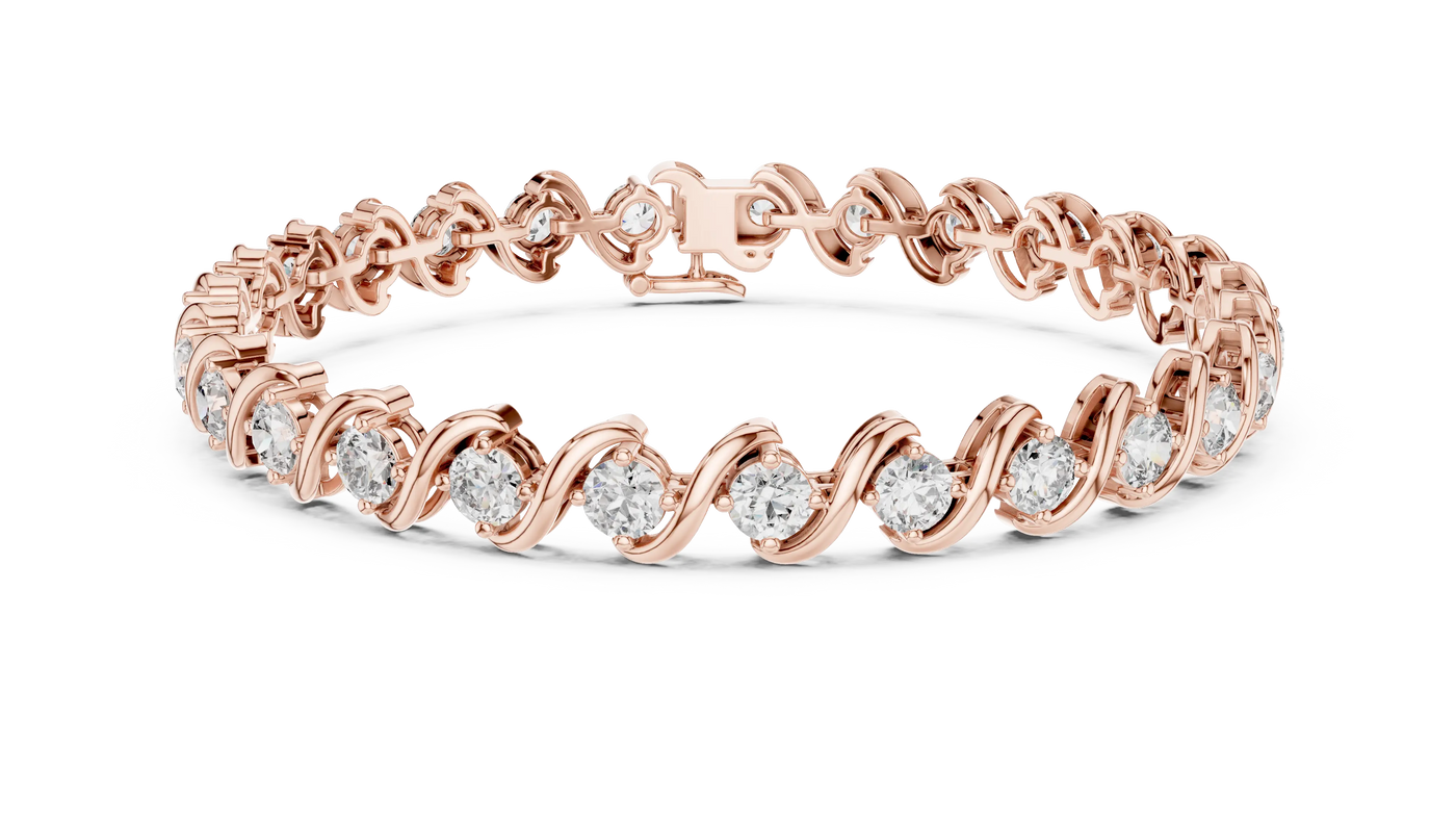 Front View: Round Diamond Tennis Bracelet with Prong Setting in 14k Rose Gold - Lab Grown - Driona Jewels