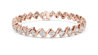 Front View: Round Diamond Tennis Bracelet with Prong Setting in 14k Rose Gold - Lab Grown - Driona Jewels