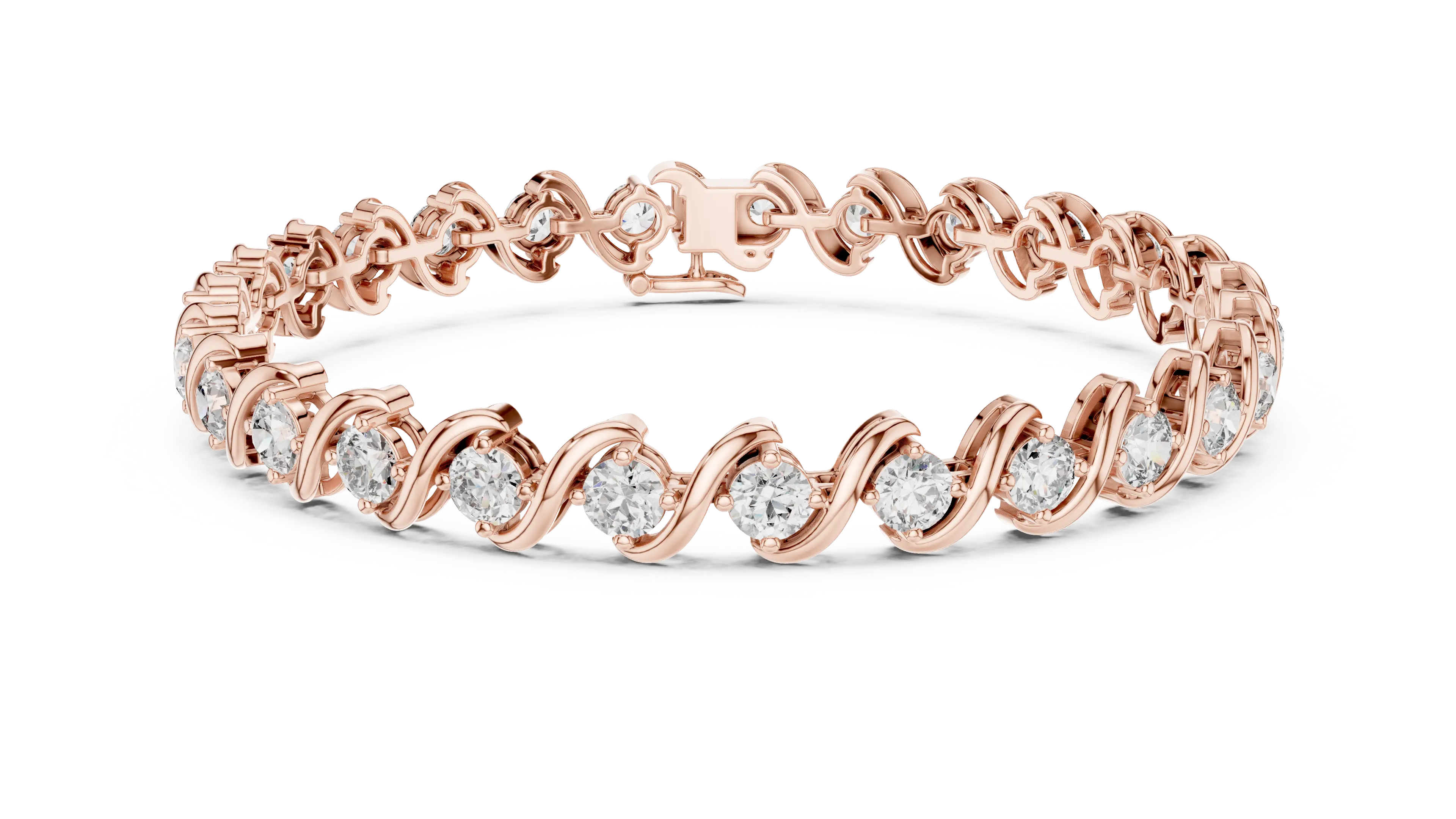 Front View: Round Diamond Tennis Bracelet with Prong Setting in 14k Rose Gold - Lab Grown - Driona Jewels