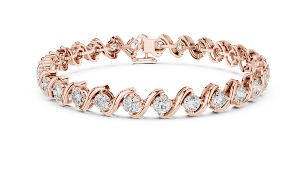 Front View: Round Diamond Tennis Bracelet with Prong Setting in 14k Rose Gold - Lab Grown - Driona Jewels