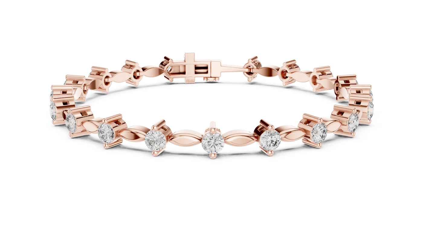 Front View: Round Diamond Tennis Bracelet with Prong Setting in 14k Rose Gold - Lab Grown - Driona Jewels