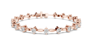 Front View: Round Diamond Tennis Bracelet with Prong Setting in 14k Rose Gold - Lab Grown - Driona Jewels