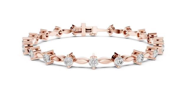 Front View: Round Diamond Tennis Bracelet with Prong Setting in 14k Rose Gold - Lab Grown - Driona Jewels