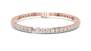 Front View: Round Diamond Tennis Bracelet with Prong Setting in 14k Rose Gold - Lab Grown - Driona Jewels