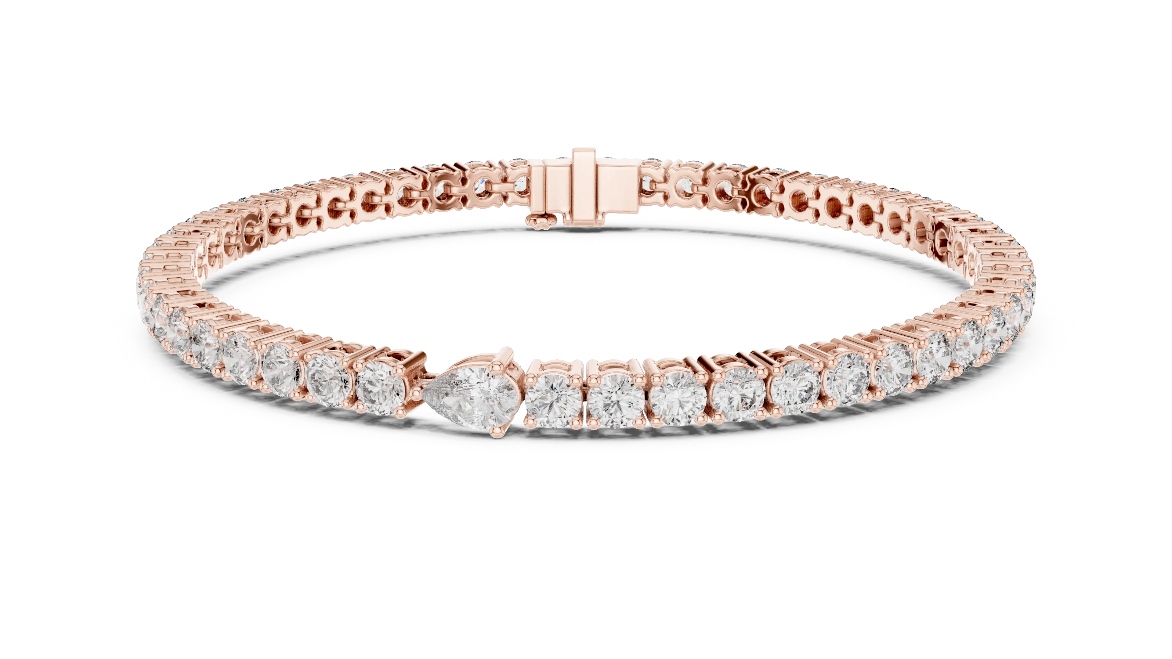Front View: Round Diamond Tennis Bracelet with Prong Setting in 14k Rose Gold - Lab Grown - Driona Jewels