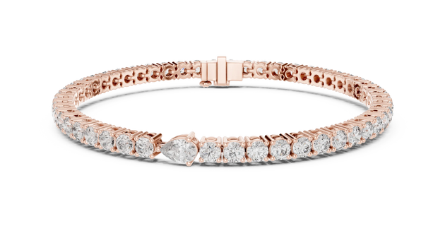 Front View: Round Diamond Tennis Bracelet with Prong Setting in 14k Rose Gold - Lab Grown - Driona Jewels