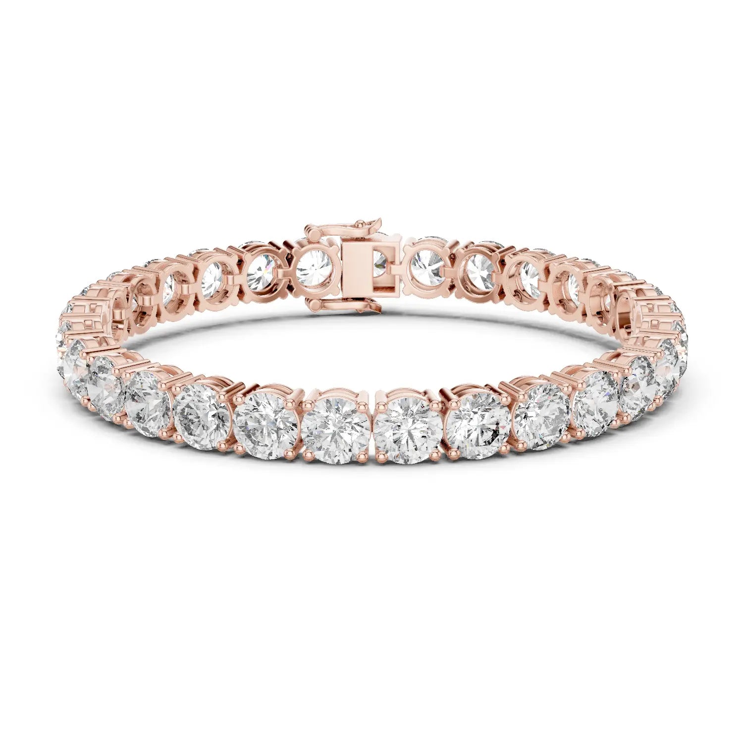 Front View: Round Diamond Tennis Bracelet with Prong Setting in 14k Rose Gold - Lab Grown - Driona Jewels