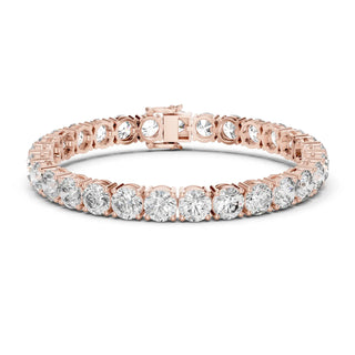 Front View: Round Diamond Tennis Bracelet with Prong Setting in 14k Rose Gold - Lab Grown - Driona Jewels