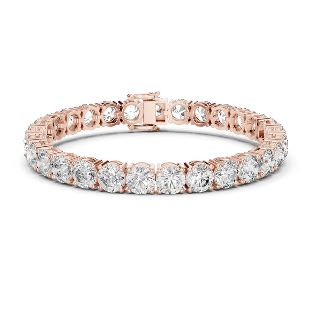 Front View: Round Diamond Tennis Bracelet with Prong Setting in 14k Rose Gold - Lab Grown - Driona Jewels