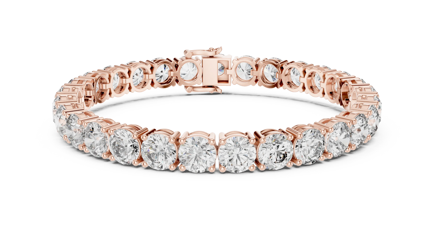 Front View: Round Diamond Tennis Bracelet with Prong Setting in 14k Rose Gold - Lab Grown - Driona Jewels