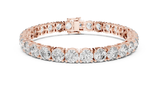 Front View: Round Diamond Tennis Bracelet with Prong Setting in 14k Rose Gold - Lab Grown - Driona Jewels