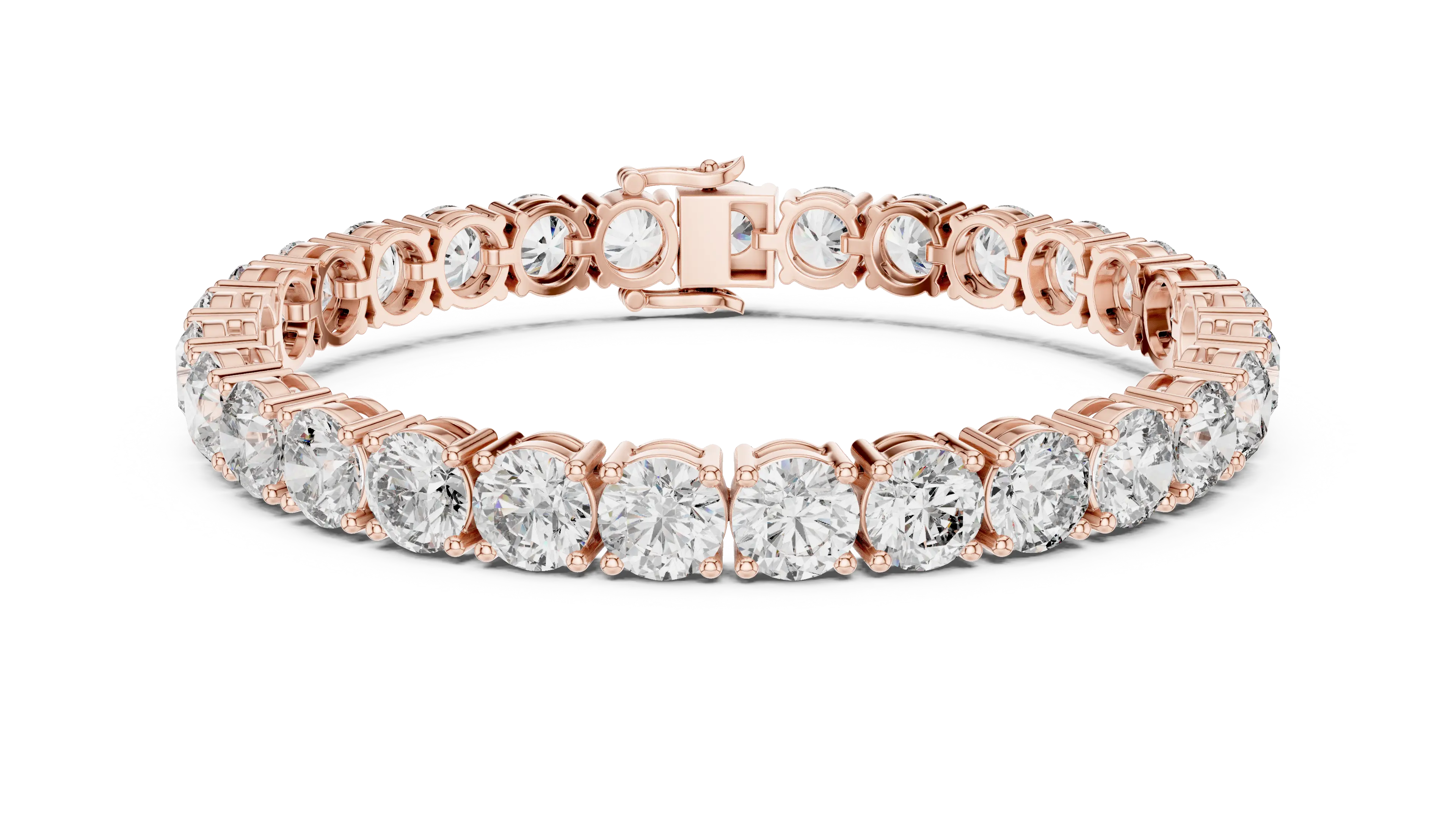 Front View: Round Diamond Tennis Bracelet with Prong Setting in 14k Rose Gold - Lab Grown - Driona Jewels