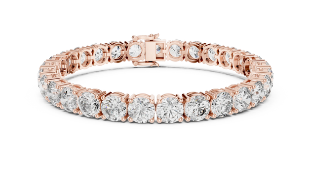 Front View: Round Diamond Tennis Bracelet with Prong Setting in 14k Rose Gold - Lab Grown - Driona Jewels