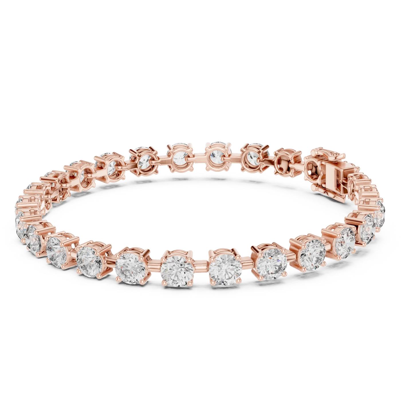 Front View: Round Diamond Tennis Bracelet with Prong Setting in 14k Rose Gold - Lab Grown - Driona Jewels