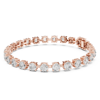 Front View: Round Diamond Tennis Bracelet with Prong Setting in 14k Rose Gold - Lab Grown - Driona Jewels
