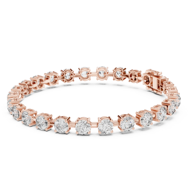 Front View: Round Diamond Tennis Bracelet with Prong Setting in 14k Rose Gold - Lab Grown - Driona Jewels