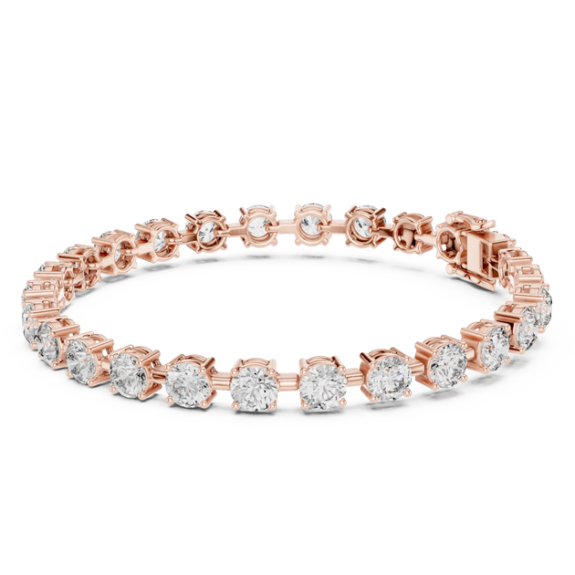 Front View: Round Diamond Tennis Bracelet with Prong Setting in 14k Rose Gold - Lab Grown - Driona Jewels