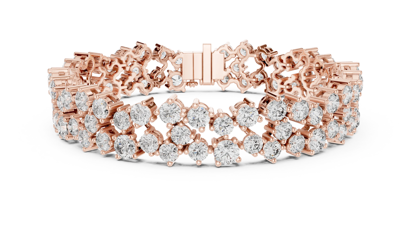 Front View: Round Diamond Tennis Bracelet with Prong Setting in 14k Rose Gold - Lab Grown - Driona Jewels