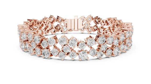 Front View: Round Diamond Tennis Bracelet with Prong Setting in 14k Rose Gold - Lab Grown - Driona Jewels