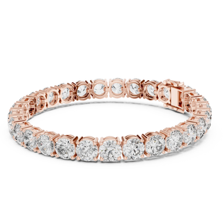 Top View: Round Diamond Tennis Bracelet with Prong Setting in 14k Rose Gold - Lab Grown - Driona Jewels