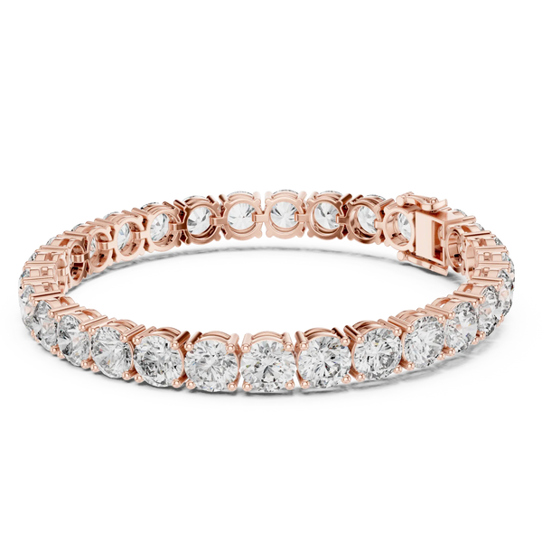 Top View: Round Diamond Tennis Bracelet with Prong Setting in 14k Rose Gold - Lab Grown - Driona Jewels
