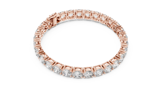 Top View: Round Diamond Tennis Bracelet with Prong Setting in 14k Rose Gold - Lab Grown - Driona Jewels