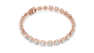 Top View: Round Diamond Tennis Bracelet with Prong Setting in 14k Rose Gold - Lab Grown - Driona Jewels